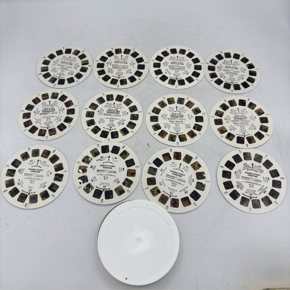 Vintage View Master Reels Sesame Street 3.5" Seq 002-433 to 002-444 Lot of 12